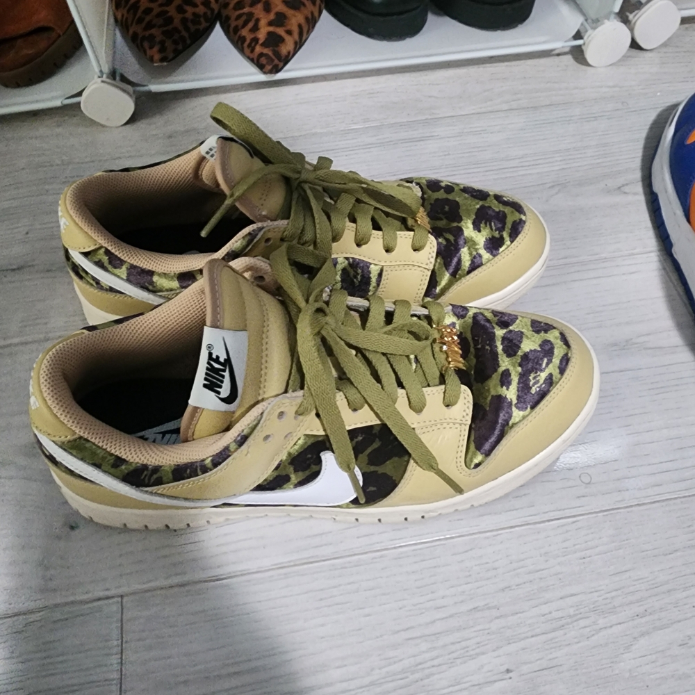 Nike Women's Leopard Print Sneakers - Olive and White